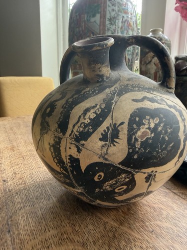 Ceramic greek jar with octopus - ceramic,