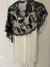 Tassel Mini Dress With 1920s Gatsby Shawl Wrap Bolero Sequin Cape Shrug