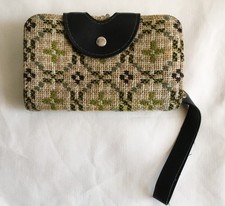 Vintage WELSH WOOL Large Tapestry Purse Wallet with Wrist Strap
