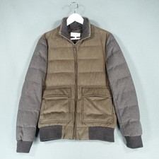 Reiss Puffer Jacket Mens Extra Small Green Grey Full Zip Pugba Long Sleeve Coat