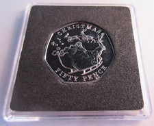 2020 CHRISTMAS 50P SANTA & SLEIGH BUNC GIBRALTER FIFTY PENCE COIN BOX & COA