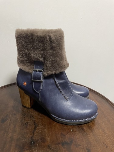 Art company blue leather ankle - leather,
