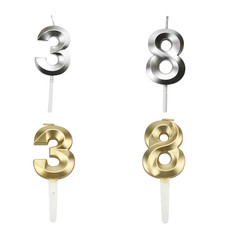Gold Number 38 Candle 38th