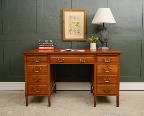 Art deco walnut pedestal desk - pedestal,