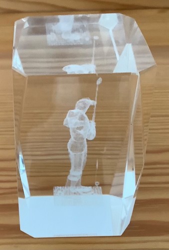 Glass golf trophy paperweight - glass, trophy/