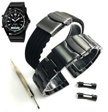 Steel & Silicone Black Replacement Watch Band Fits Casio AMW-320 AMW320B-1AV