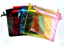 Jewellery Pouch Drawstring Bag Plain Coloured Organza Satin Wedding 90x80mm Gift