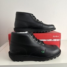 KICKERS KICK HI CORE MENS LEATHER BOOTS - UK 10/EU 44 - BLACK - BRAND NEW.