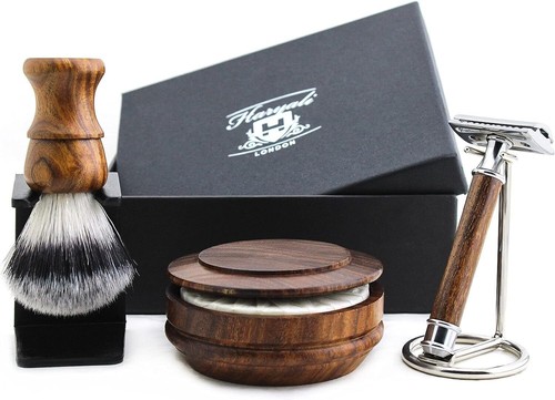 Shaving set natural wood - set, in