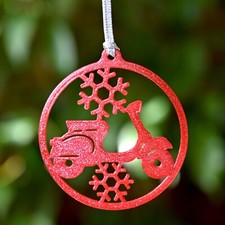 VESPA SMALLFRAME CHRISTMAS DECORATION  RED PRIMAVERA  XMAS SCOOTER BAUBLE
