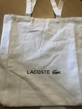 Lacoste 100% Cotton Tote Linen Beach Shopping Bag in White - New