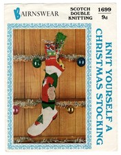 Knitting Pattern for Christmas Stocking with Santa & Tree DK