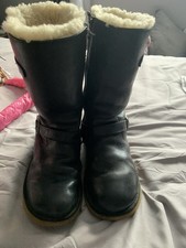 UGG® AUSTRALIA KENSINGTON 1969 BLACK LEATHER ZIP UP BOOTS UK 3