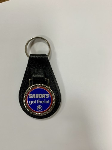 Black leather keyring fob - black,