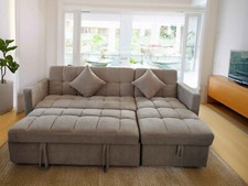 Carson Fabric Sofa Bed in Natural Beige Colour