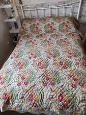 Antique 18th century Georgian hand stitched Durham Quilt Floral Large