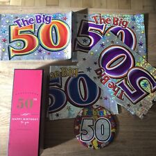 HAPPY 50th BIRTHDAY  Champagne Flute (Boxed, Never Used) Plus Badge & 3 Banners