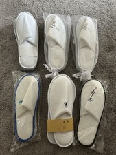 6 X Pairs Of Spa/Hotel/Charity Sling Back Slippers - Towelling One Size White