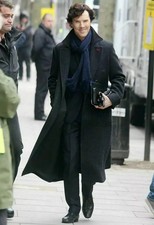 Men's Sherlock Holmes Benedict Cumberbatch Detective Wool Trench Coat