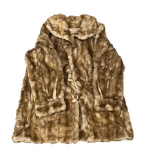 Dubrowsky & Perlbinder Tissavel France Faux Fur Coat Womens Medium Brown Collar