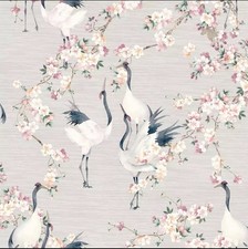 Arthouse Blossom Crane Wallpaper Oriental Birds & Floral Trails Pink 924800