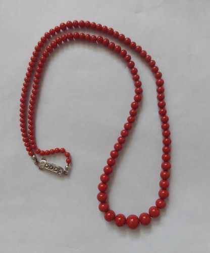 Vintage red faux - coral, glass