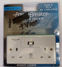 POWERBREAKER H22-WP 13A 2 Gang Type A Passive 30MA UNSWITCHED RCD Socket White 