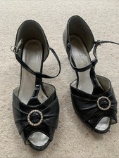 Ballroom Dance Shoes, Freed, Black Peep Toe With Round Sparkly Detail On Toe
