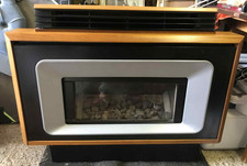 Vintage 80s Glow Worm Futura Real Coal Flame Effect Gas Fire Black/Teak/Silver