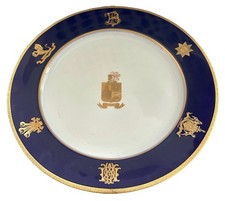 ROYAL WORCESTER VERY RARE COMMEMORATIVE - ROYALTY PRINCE OF FEATHERS PLATE C1900