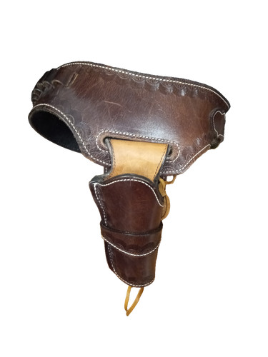 Tooled leather western gun - leather,