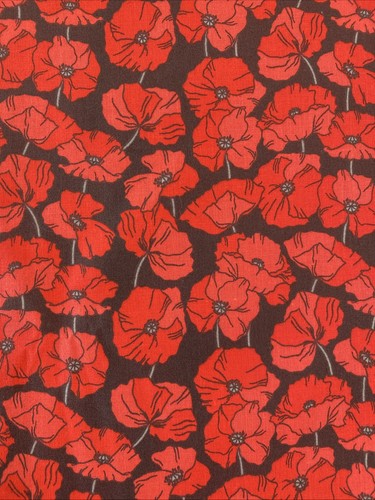Poppy fabric red black poly - red,