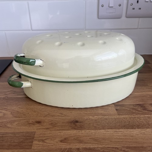 Large vintage enamel roasting - vintage,
