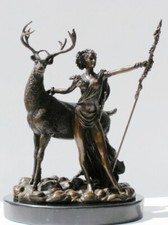 Nude Girl Warrior with Buck