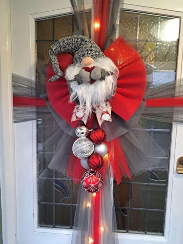Christmas wreath door bow gonk - door,