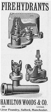 HAMILTON WOODS & CO Salford; Fire Hydrant Mfrs - Antique Engineering Advert 1909