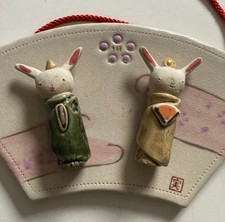 Japanese ceramic wall hanging - ceramic,