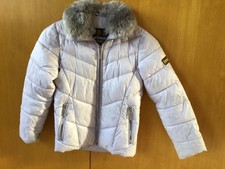 Barbour International Fibredown pale lilac jacket with detachable fur collar S
