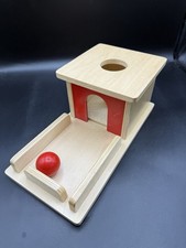 Montessori Wooden Object Permanence Ball Box With Tray Resource Activity Toy