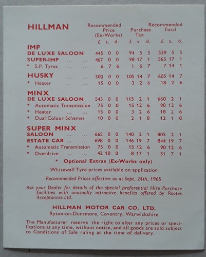 Hillman range price list - hillman,