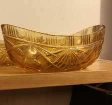 Vintage Amber  Sowerby Glass Banana Boat In Amber - Durham 2477   Art Deco