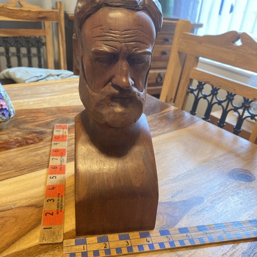 Wooden carving mans head - wooden,