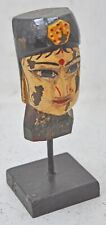 Vintage Wooden Puppet Head Bust Figurine Original Old Hand Carved Painted
