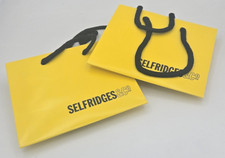 Selfridges x 2 Mini shopping bag glossy sturdy with Black Rope handles Brand New