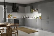 Complete Kitchen Units - Dust Grey Gloss Slab Door On White Units Soft Close
