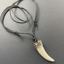 1 x Elephant Tooth Horn Tusk Charm ( 40 x 15mm )  Pendant Necklace with wax cord