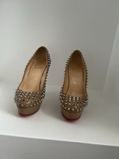 Christian Louboutin Khaki Leather Fifi Spikes 100, EU39.5 / UK 6, Used