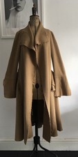 Nicole Farhi 100% Camel Hair coat / Belt / Frayed / Blanket Coat / Pockets / 10 