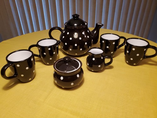 City cottage blac - polka, dot