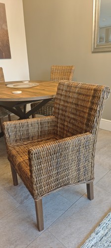 Wicker wood armed dining - x, wicker,